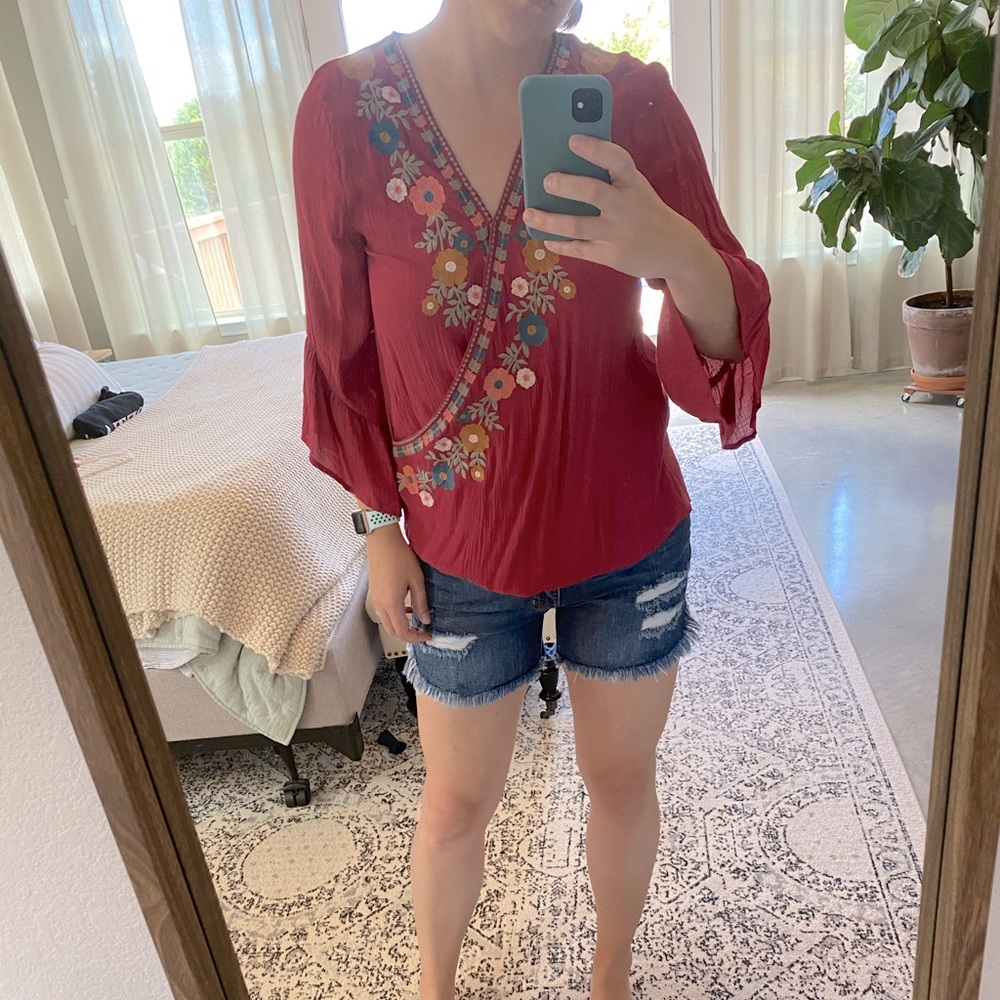 Embroidered Floral Top
